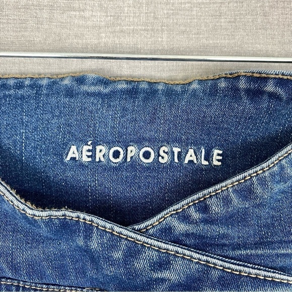 Aeropostale Pull on Flare Jeans Womens XS Medium Wash Blue Mid Rise Factory Fade - Picture 5 of 12